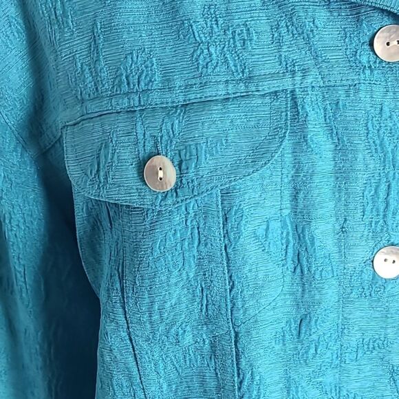 Chico's Teal Longsleeve Buttondown Jacket or Top, Size 2 or Large - Picture 5 of 12